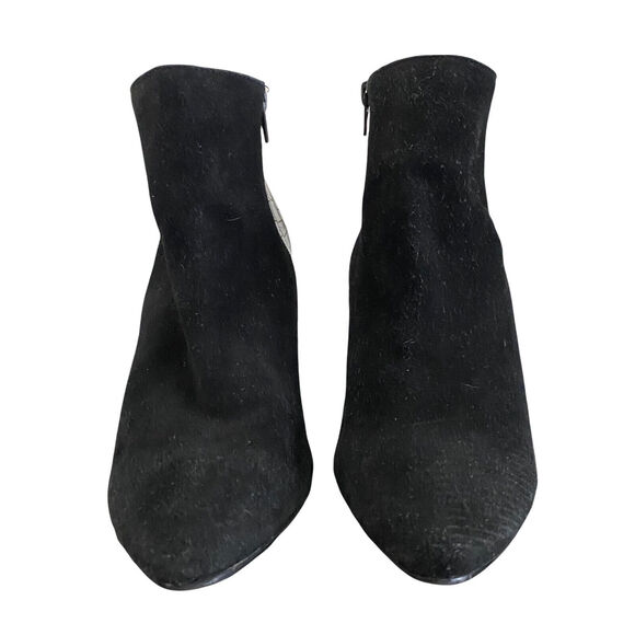 Steve Madden Size 10 Jagat Booties Black Suede Croc Pointed Toe Block Heel Ankle - Picture 7 of 11